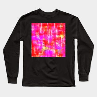 Random Intersections in Red Purple Yellow and White Long Sleeve T-Shirt